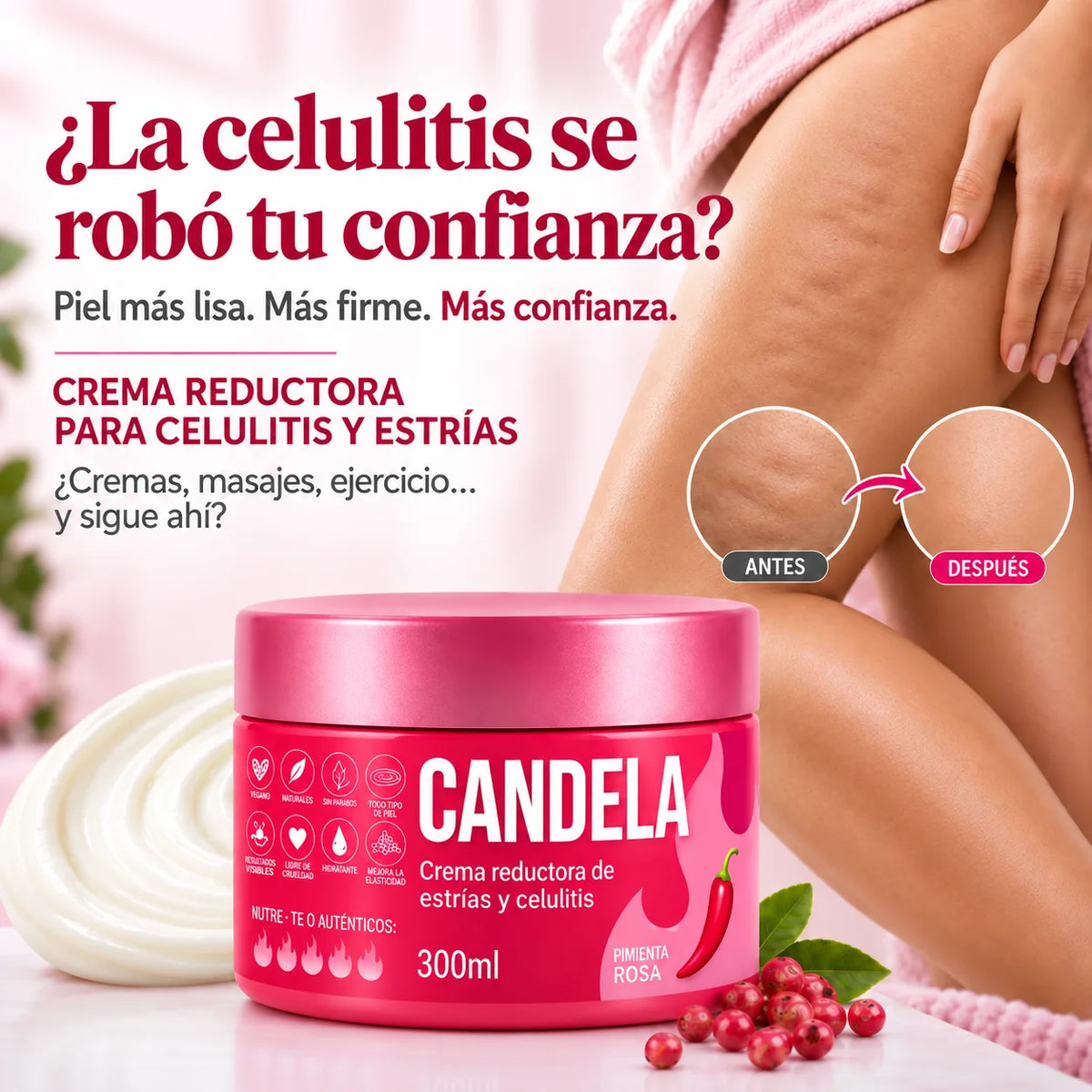 CREMA REDUCTORA PARA CELULITIS Y ESTRÍAS